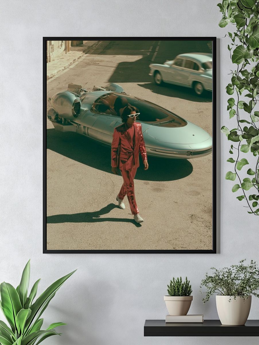 Retro Futurist Car Street Poster. — room view 4