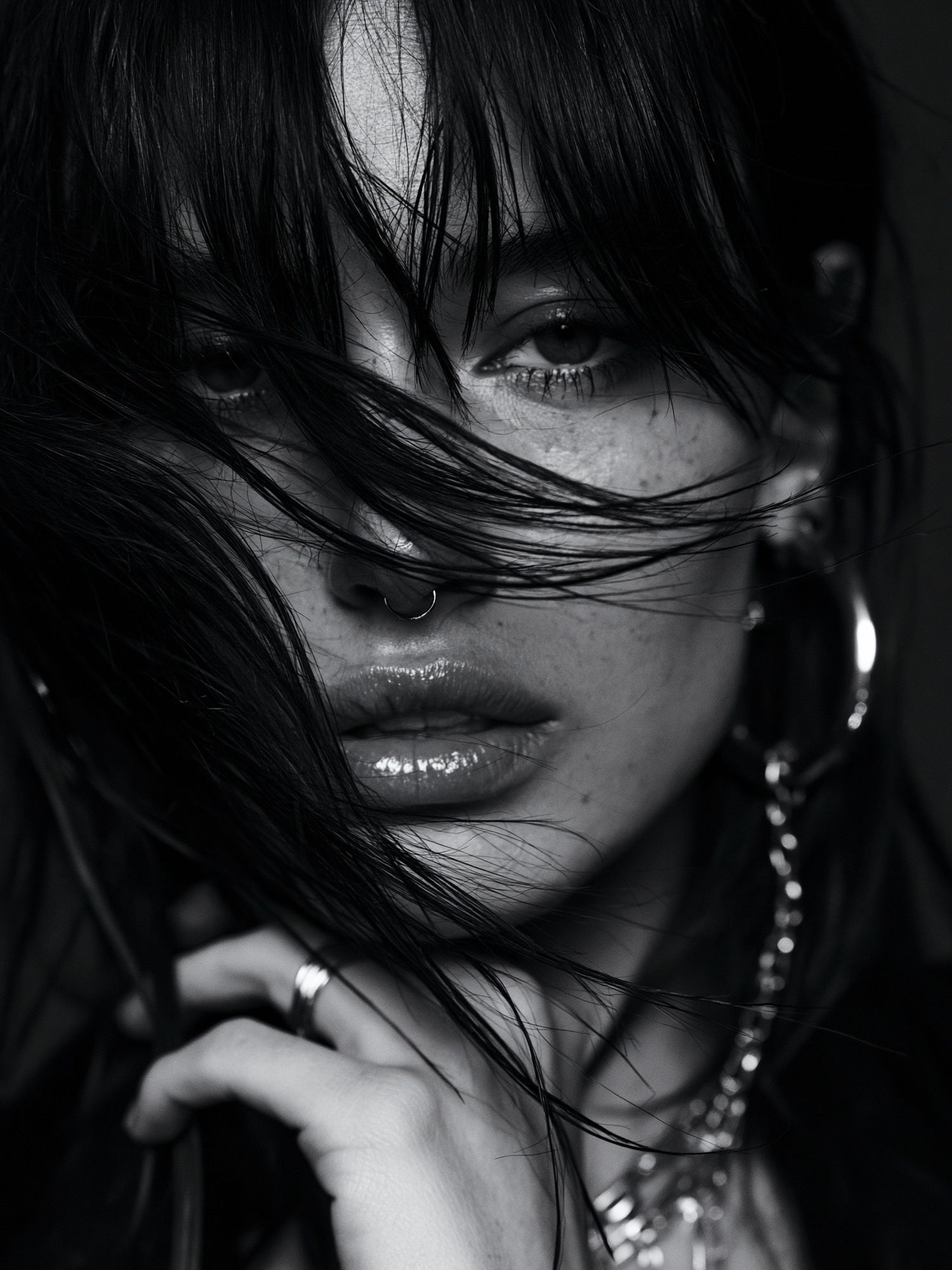 Moody Black and White Portrait Print. poster — photography art