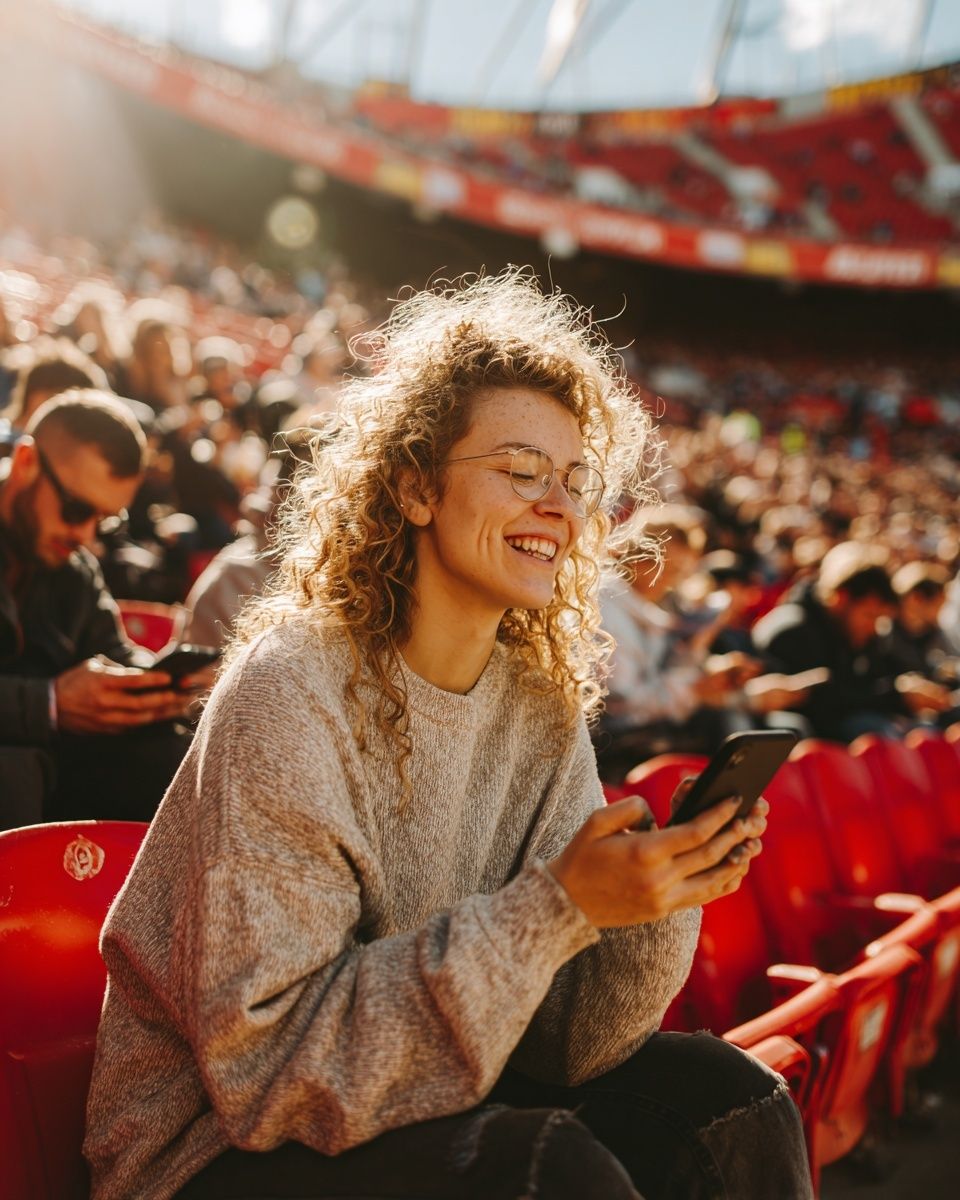 Smiling Stadium Crowd Photography Poster. poster — photography art