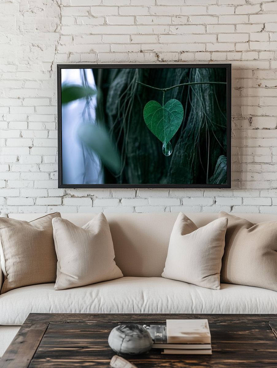 Heart Leaf Dew Photography Poster. room preview