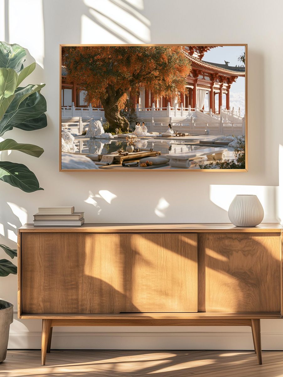 Serene Temple Garden Photography Poster. — room view 3