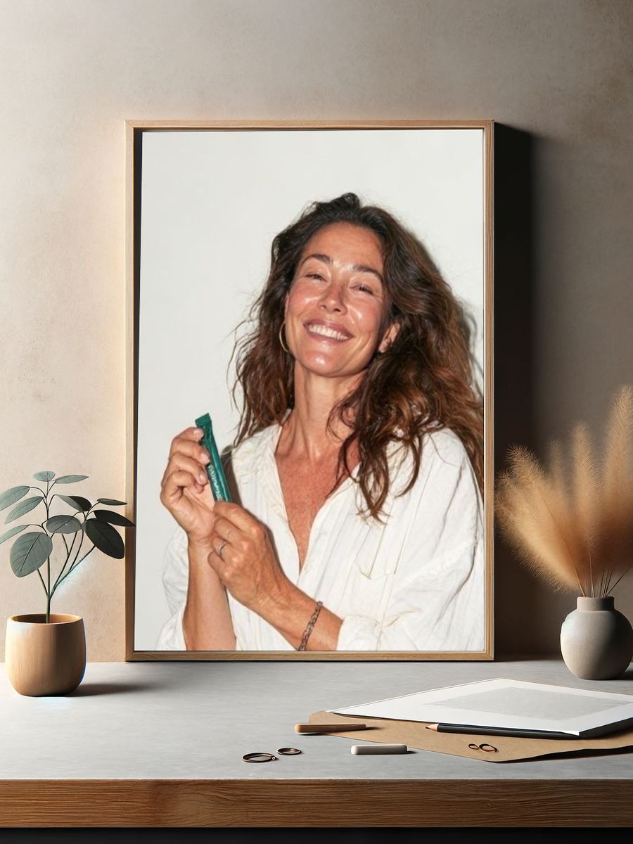 Smiling Woman Portrait Photography Poster. — room view 2