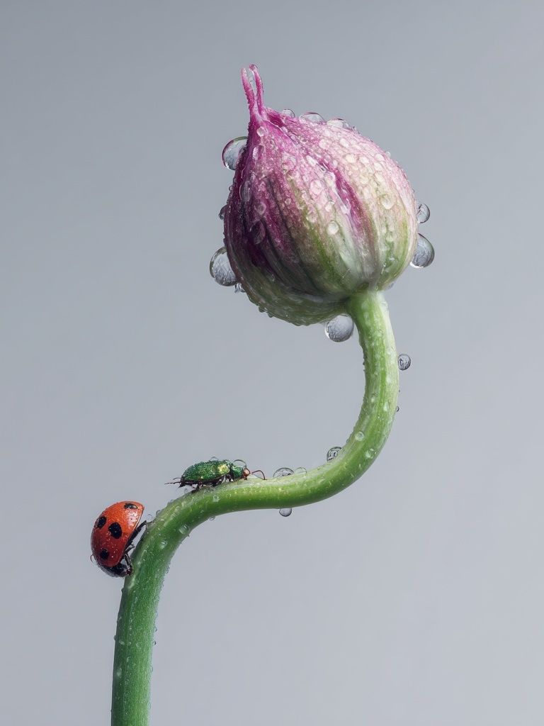 Ladybug on Flower Bud Photography Poster. poster detail