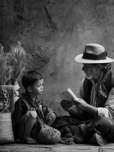 Village Storytelling Black-White Poster.
