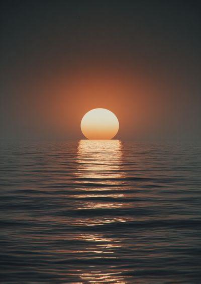 Sunset Over Calm Sea Photography Poster.