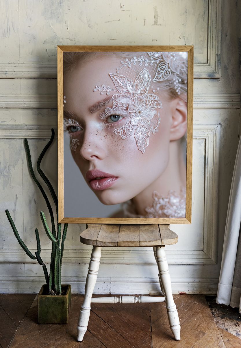 Lace Floral Portrait Photography Poster. room preview