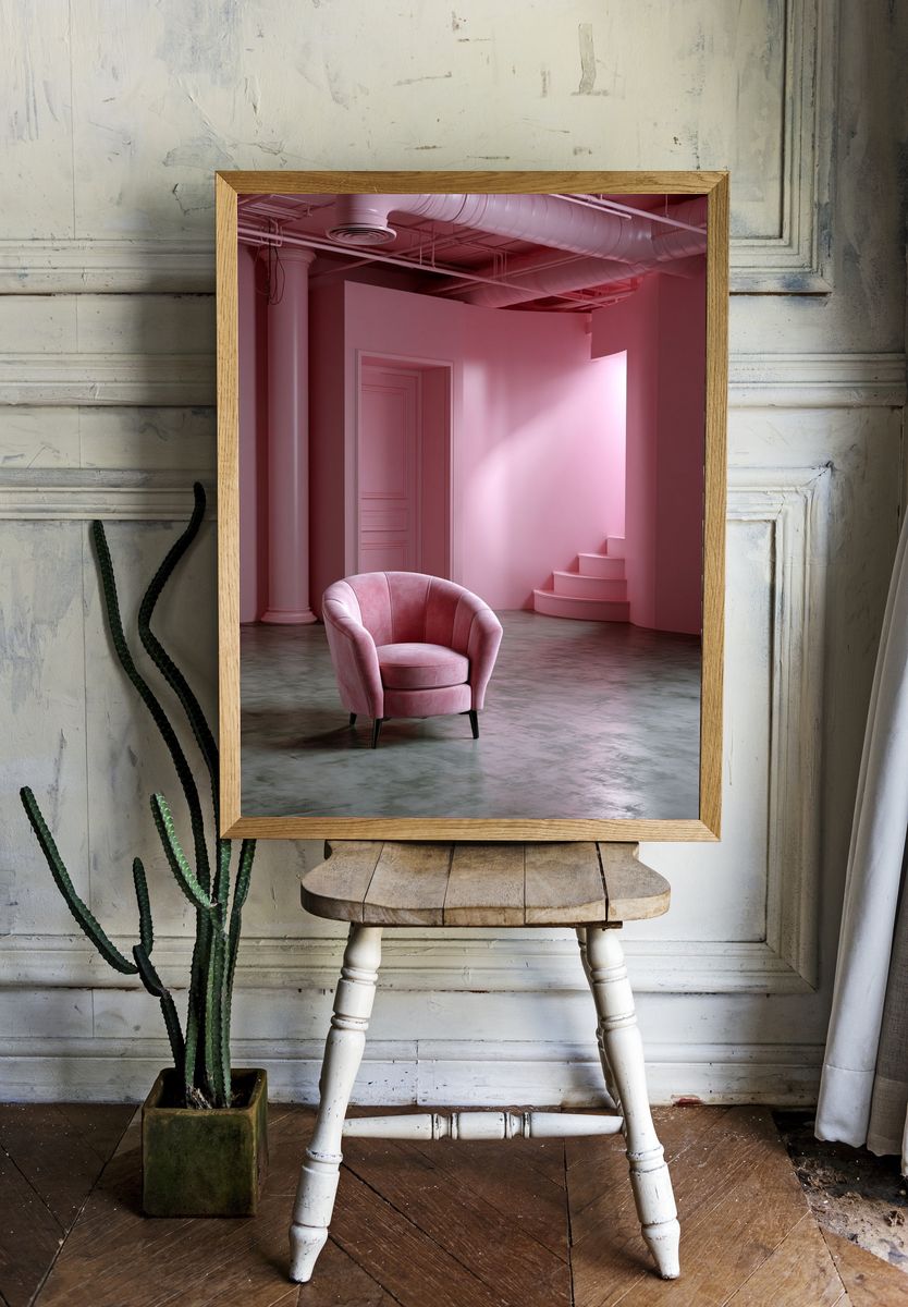 Pink Interior Chair Photography Poster. room preview