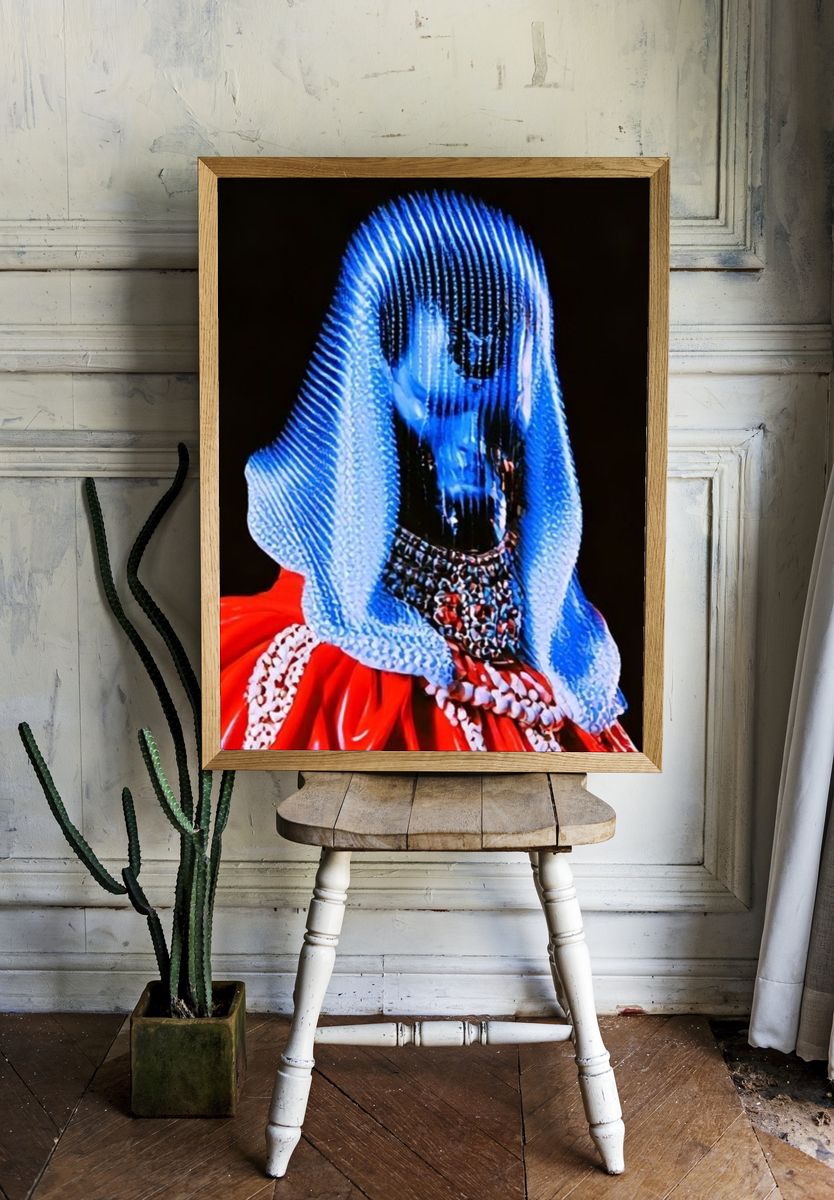 Blue Veiled Portrait Poster. — room view 1