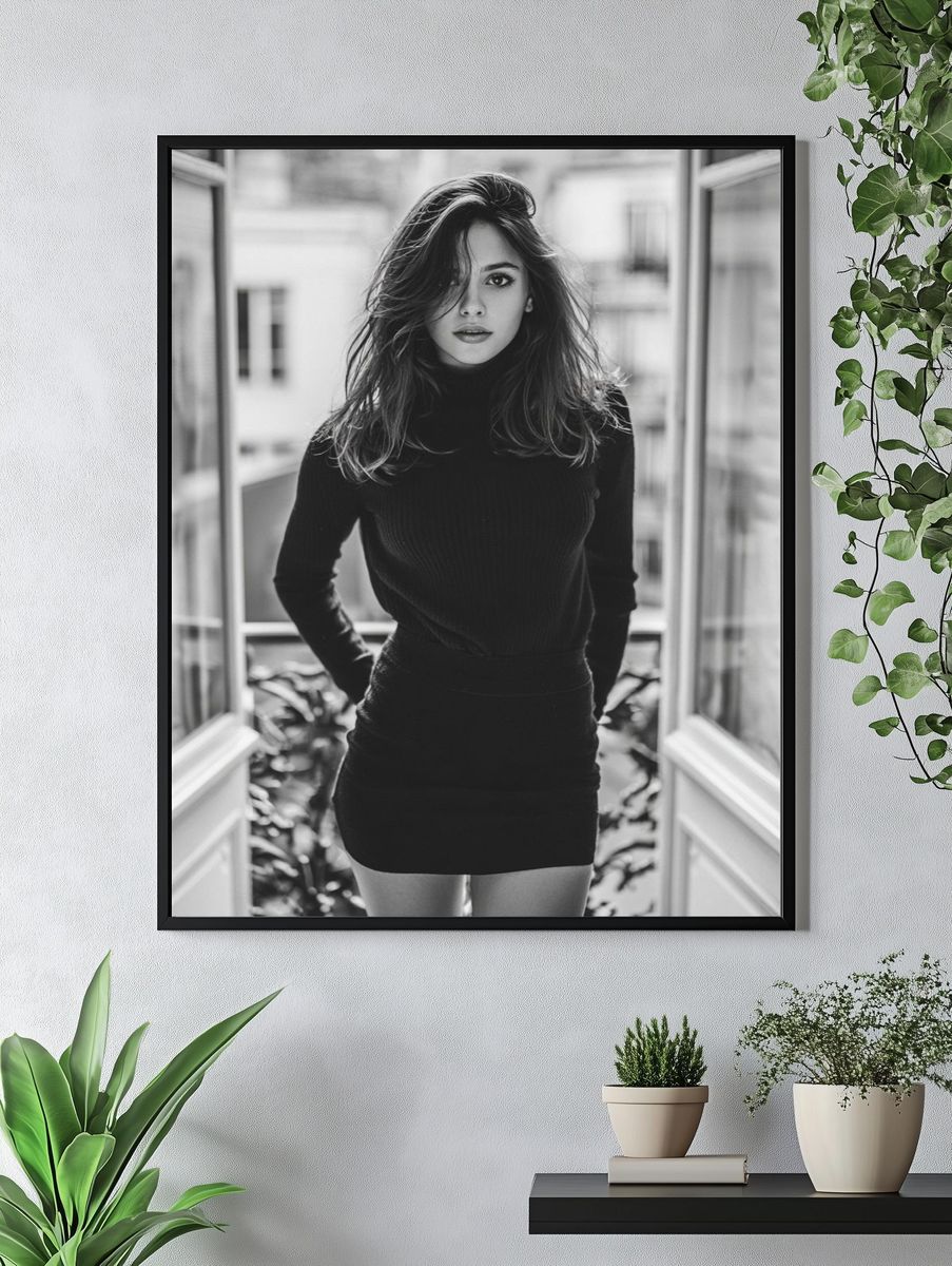 Monochrome Fashion Portrait Poster. — room view 4