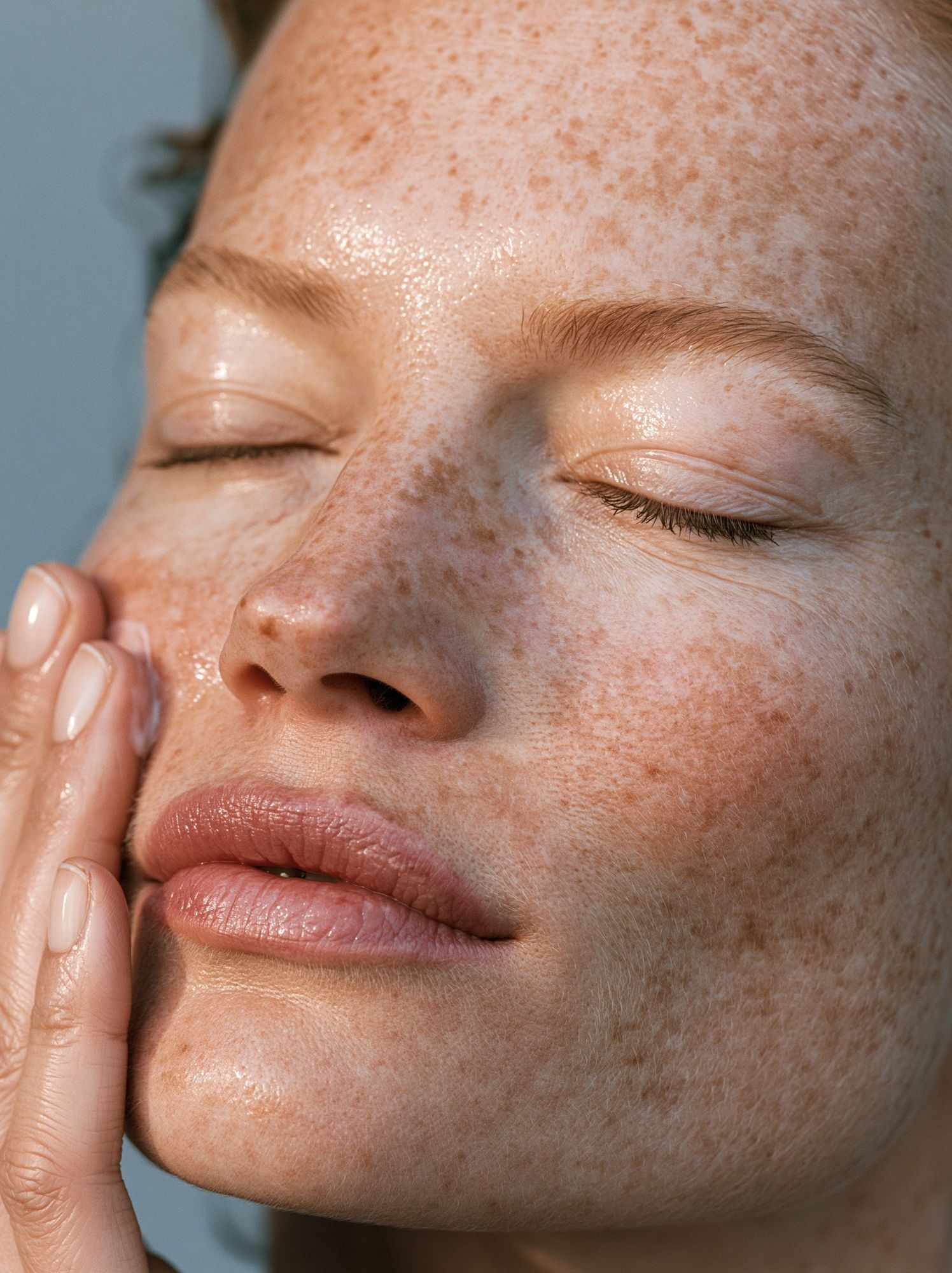 Freckled Face Portrait Print. poster detail