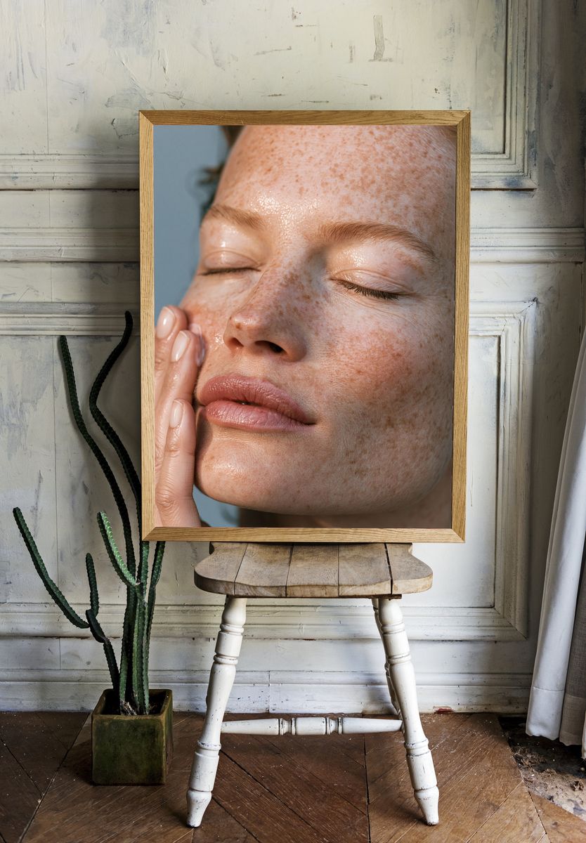Freckled Face Portrait Print. — room view 1