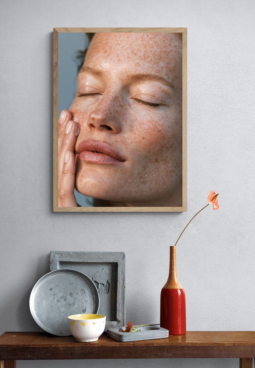 Freckled Face Portrait Print. — room view 3