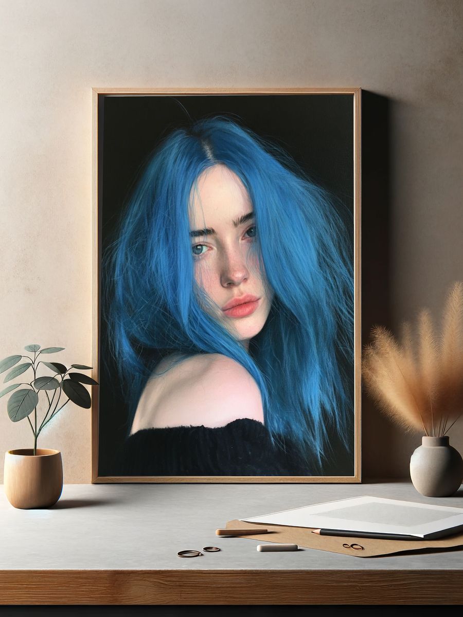 Blue-Haired Portrait Photography Poster. — room view 2