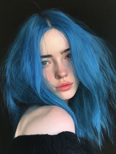 Blue-Haired Portrait Photography Poster.