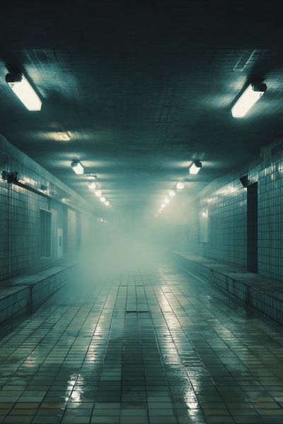 Foggy Subway Tunnel Photography Poster. poster