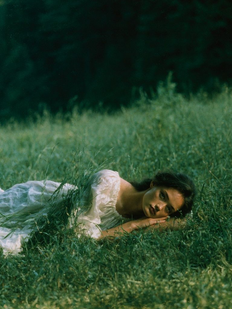 Woman in Meadow Photography Poster. poster detail