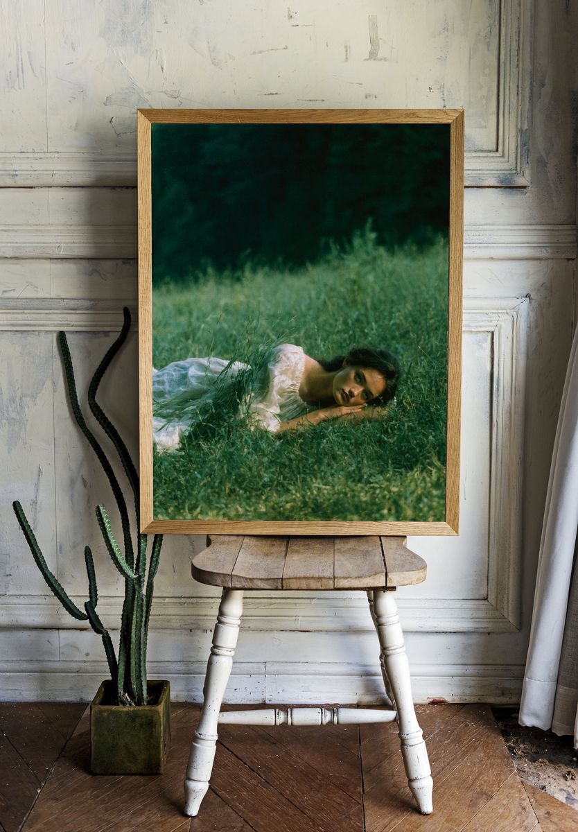 Woman in Meadow Photography Poster. — room view 1