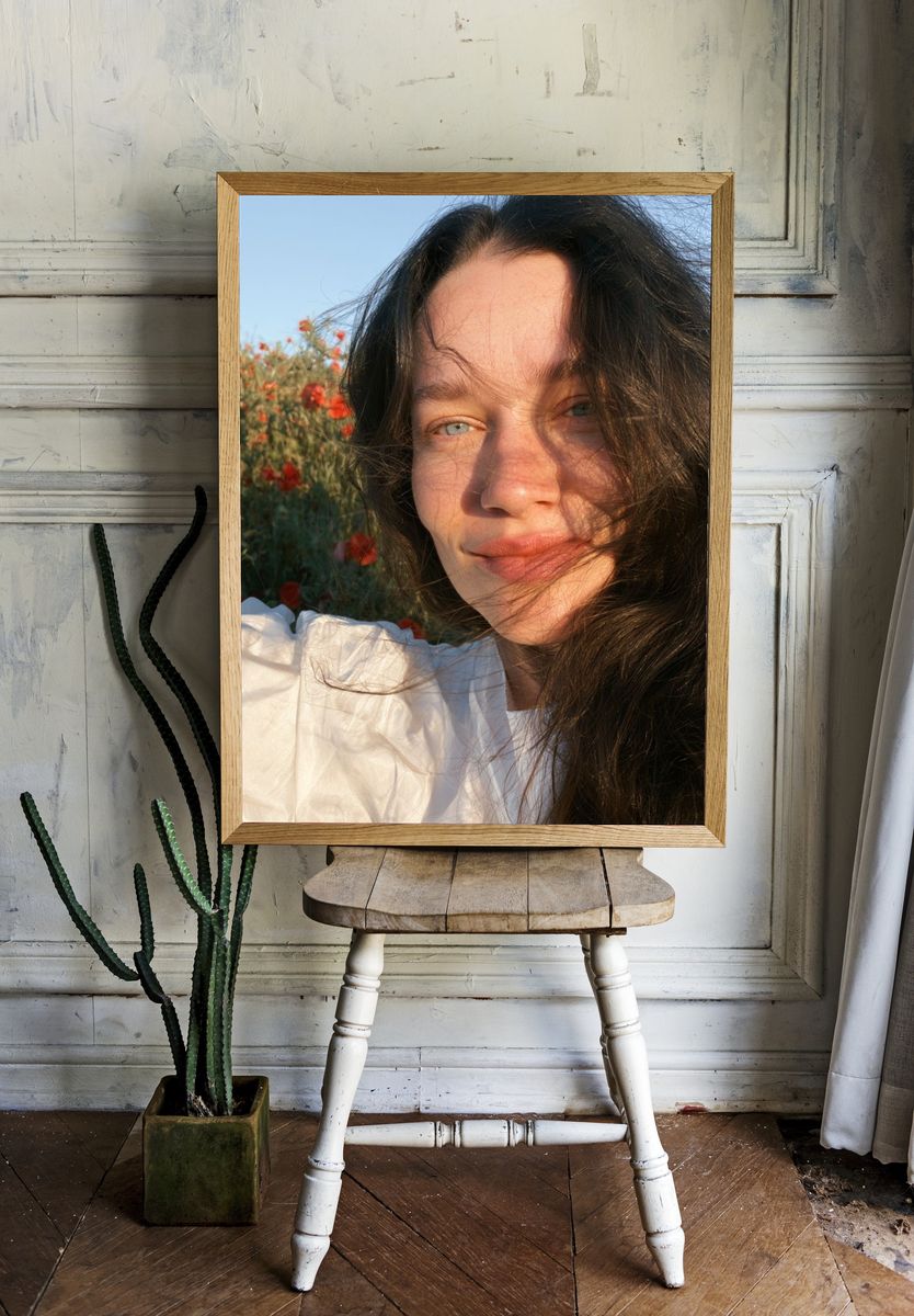 Sunlit Floral Portrait Photography Poster. — room view 1