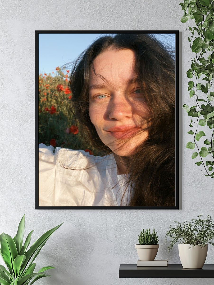 Sunlit Floral Portrait Photography Poster. — room view 4