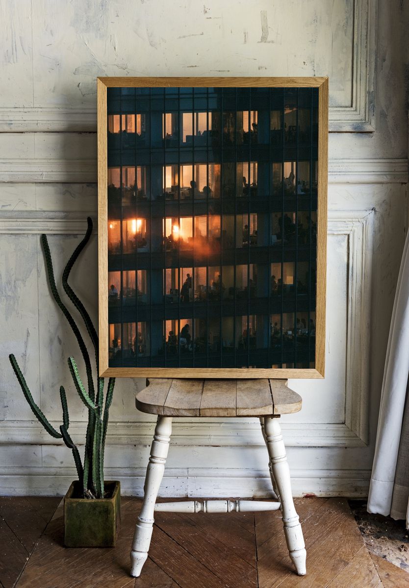 Office Windows at Dusk Photography Poster. room preview