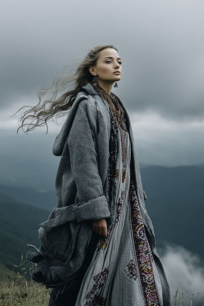 Windy Mountain Portrait Photography Poster. poster detail