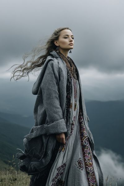 Windy Mountain Portrait Photography Poster. poster
