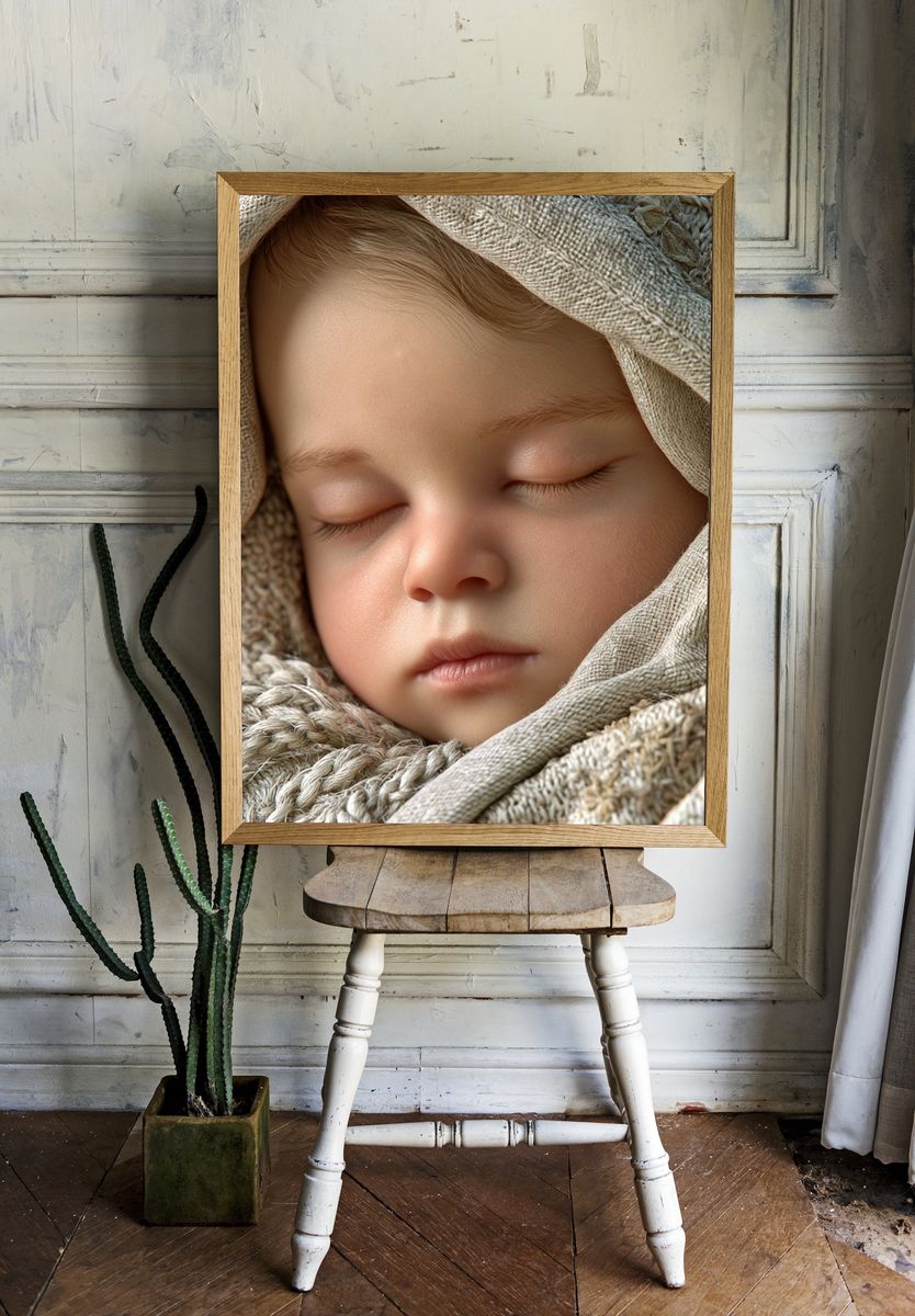 Sleeping Child Portrait Print. — room view 1