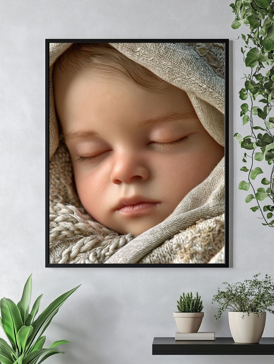 Sleeping Child Portrait Print. — room view 4