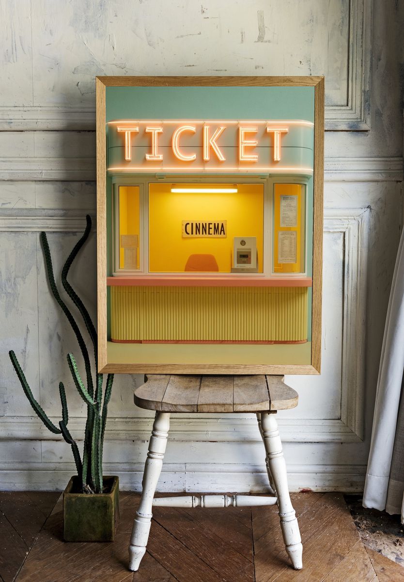 Neon Ticket Booth Photography Poster. — room view 1