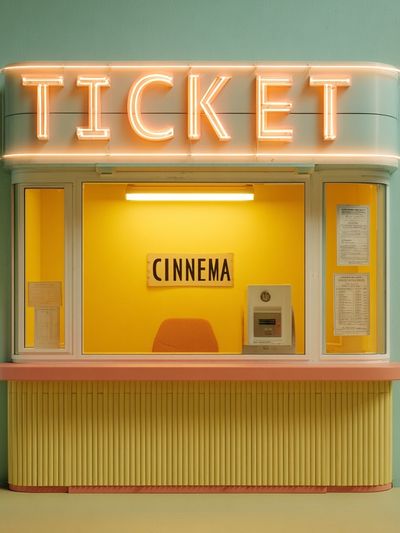 Neon Ticket Booth Photography Poster. poster