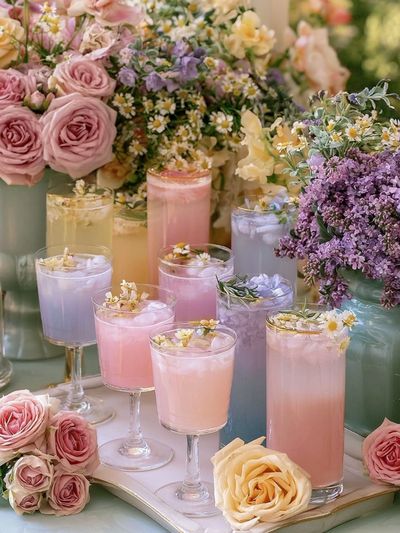 Pastel Floral Cocktail Table Photography Poster.