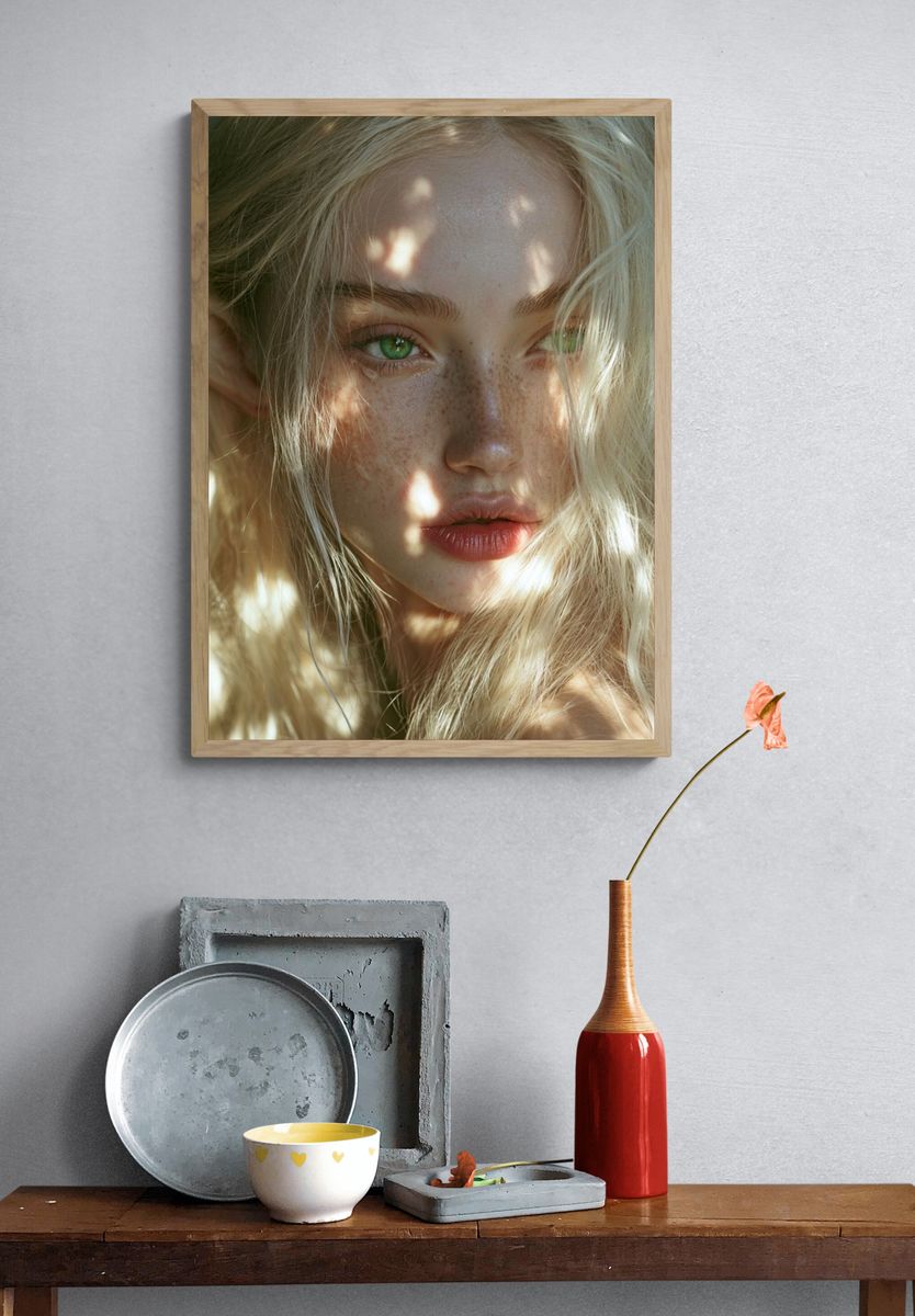 Freckled Blonde Portrait Photography Poster. — room view 3