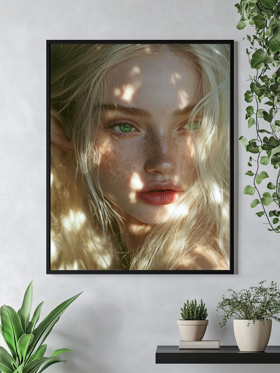 Freckled Blonde Portrait Photography Poster. — room view 4