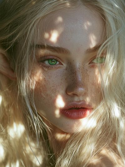 Freckled Blonde Portrait Photography Poster. poster