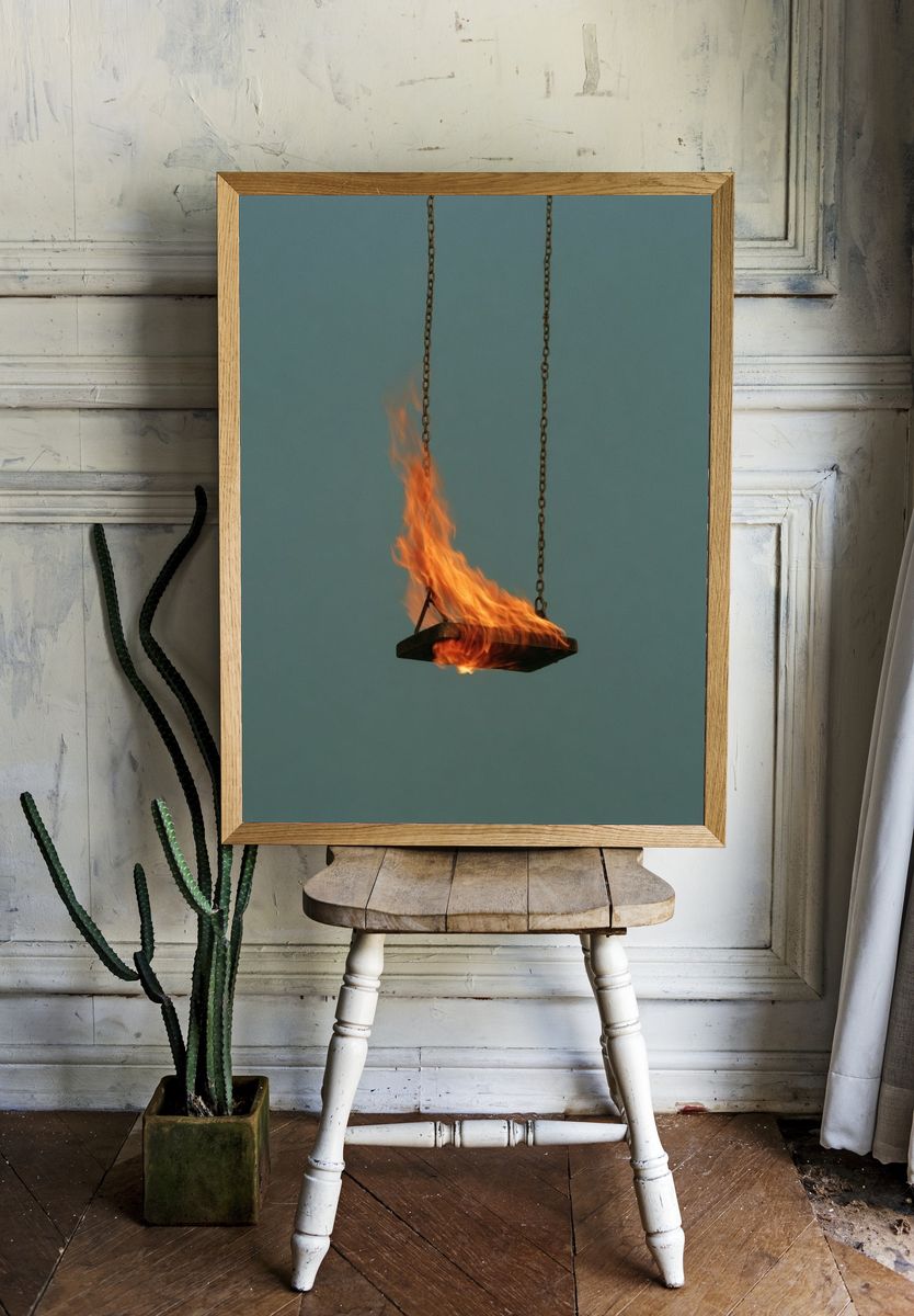 Suspended Fire Photography Poster. room preview
