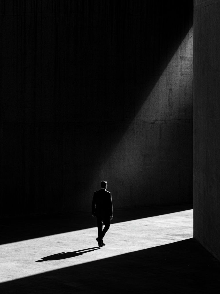 Solitary Figure in Light Photography Poster. poster detail
