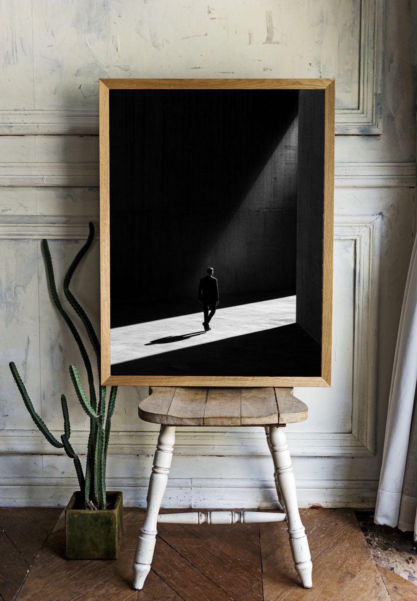 Solitary Figure in Light Photography Poster. room preview