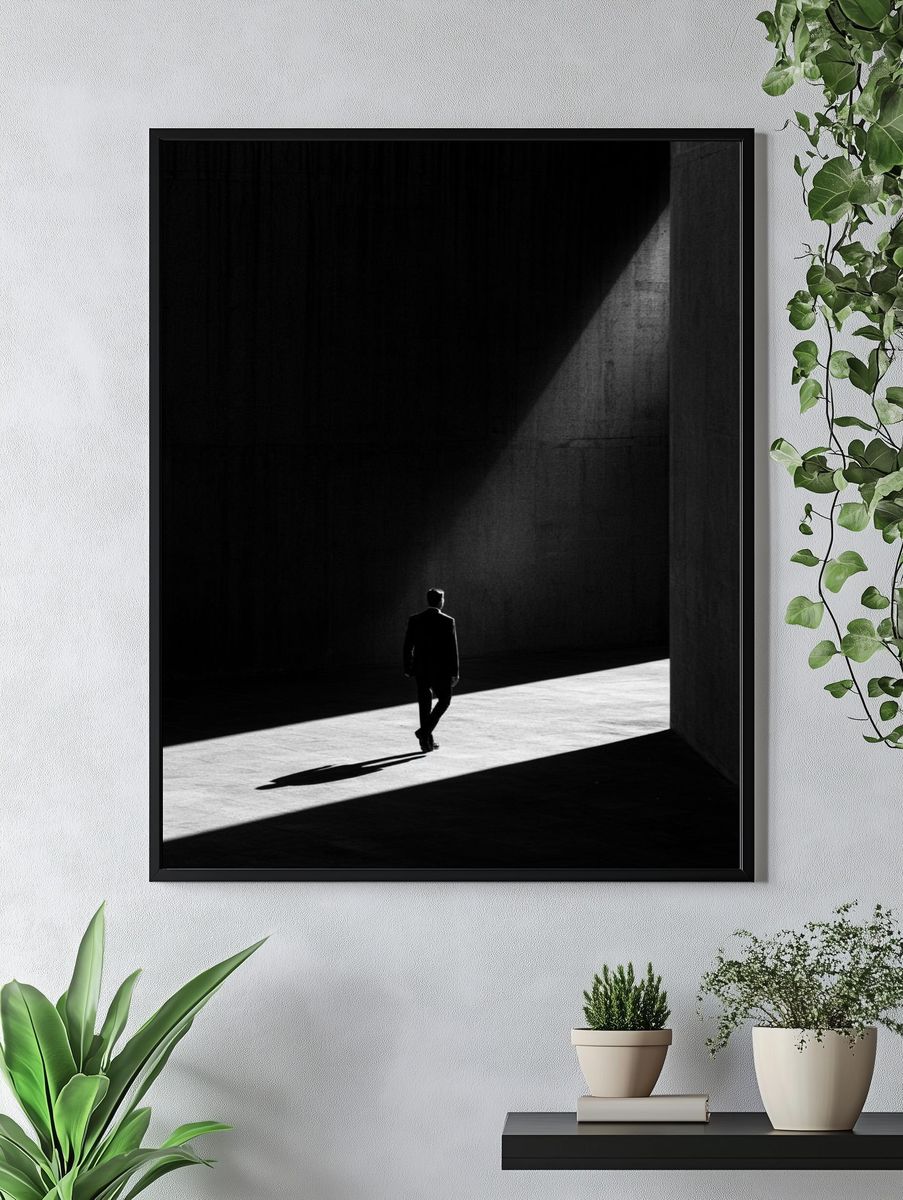 Solitary Figure in Light Photography Poster. — room view 4