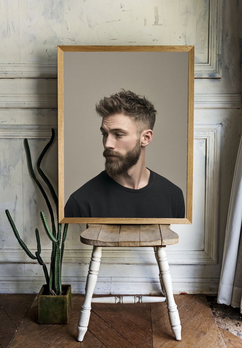 Bearded Man Portrait Photography Poster. — room view 1
