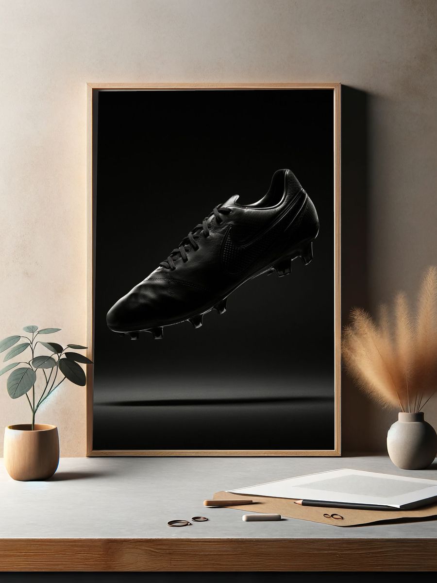 Black Football Boot Photography Poster. — room view 2