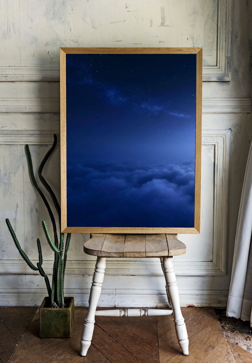 Moonlit Cloudscape Night Sky Poster. — room view 1