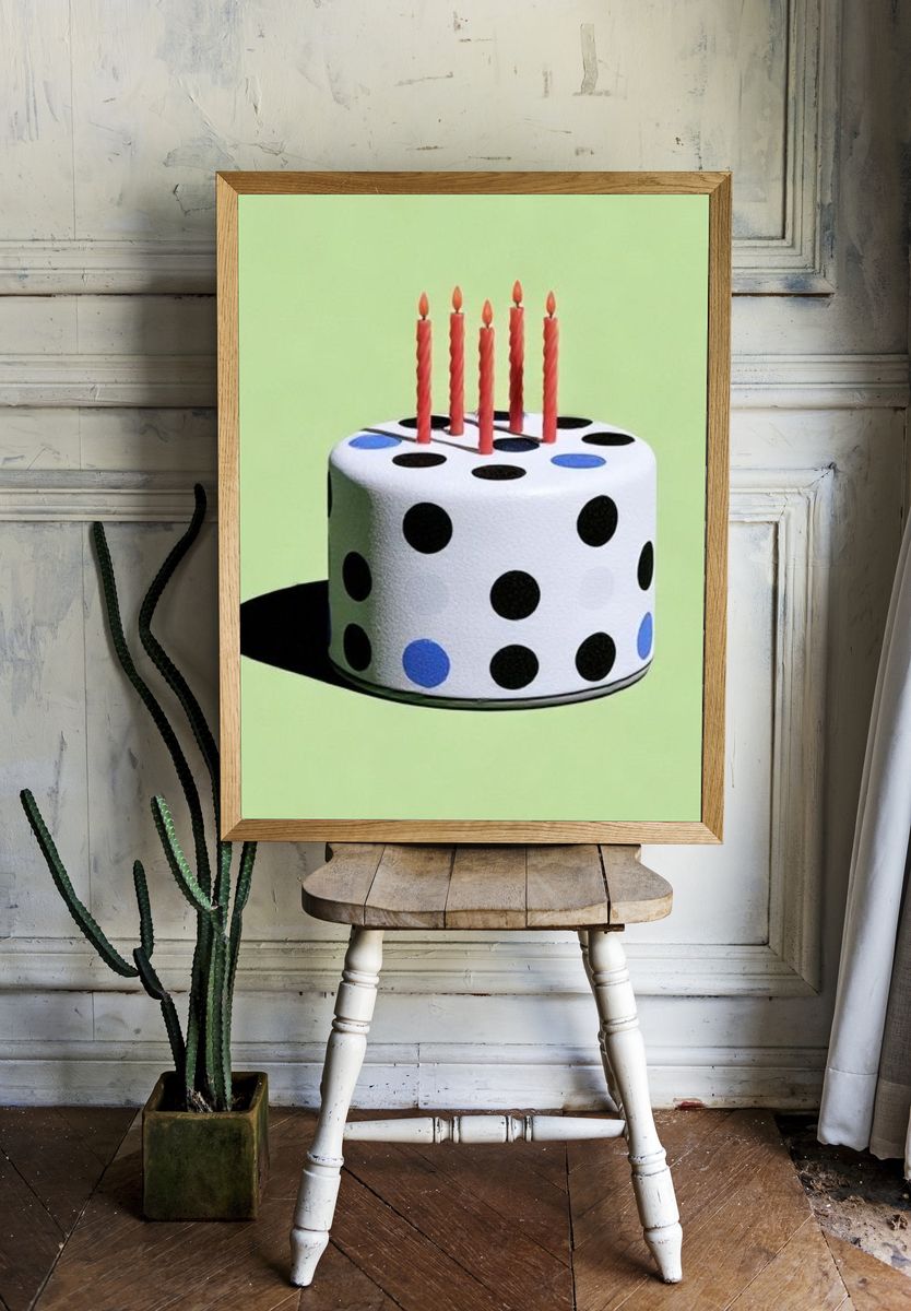 Polka Dot Birthday Cake Poster. — room view 1