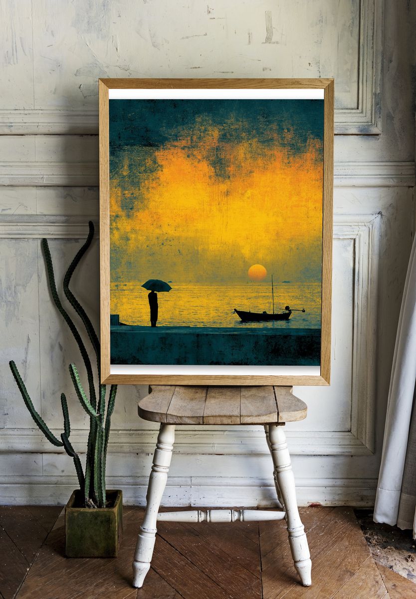 Sunset Seascape Silhouette Poster. room preview