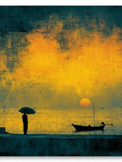 Sunset Seascape Silhouette Poster.