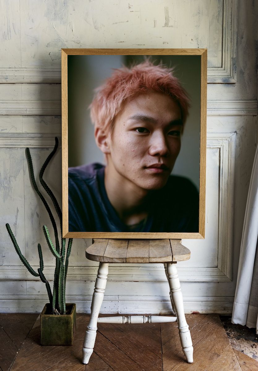 Pink-Haired Portrait Photography Poster. room preview