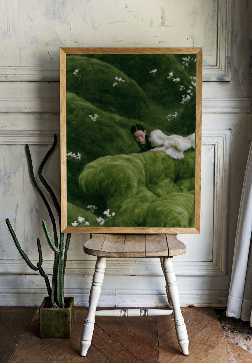 Dreamy Green Portrait Print. — room view 1