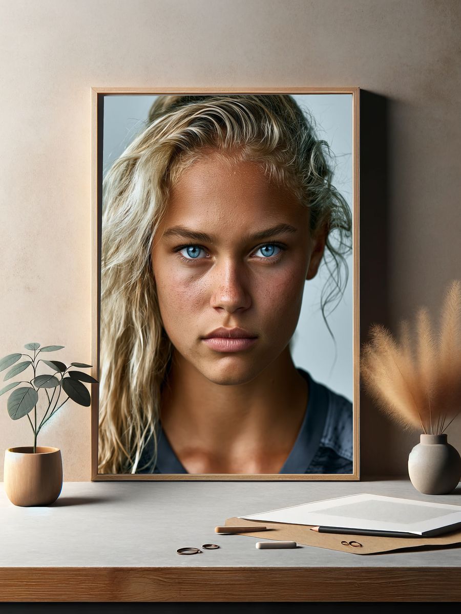 Blue-Eyed Portrait Photography Poster. — room view 2