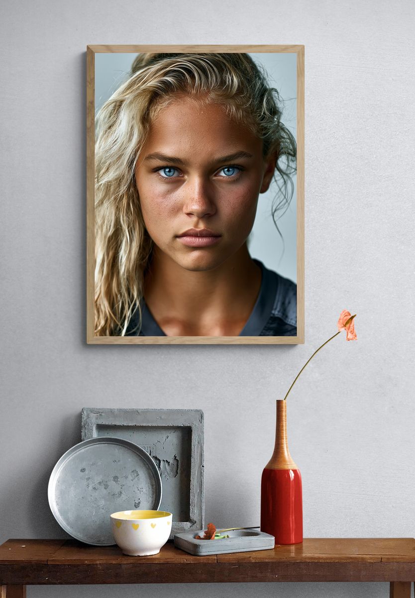 Blue-Eyed Portrait Photography Poster. — room view 3