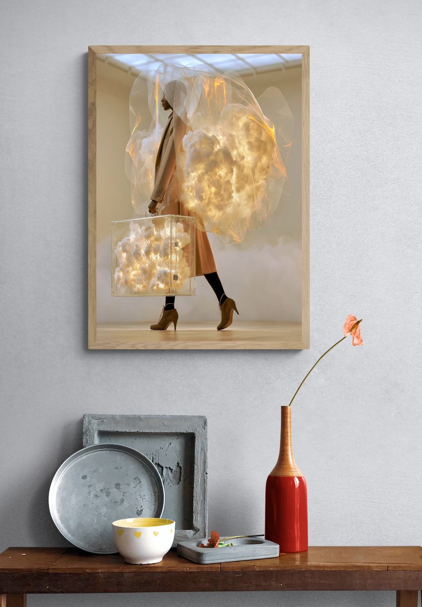 Surreal Fashion Cloud Portrait Print. — room view 3