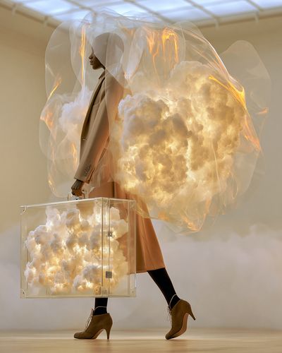 Surreal Fashion Cloud Portrait Print. poster
